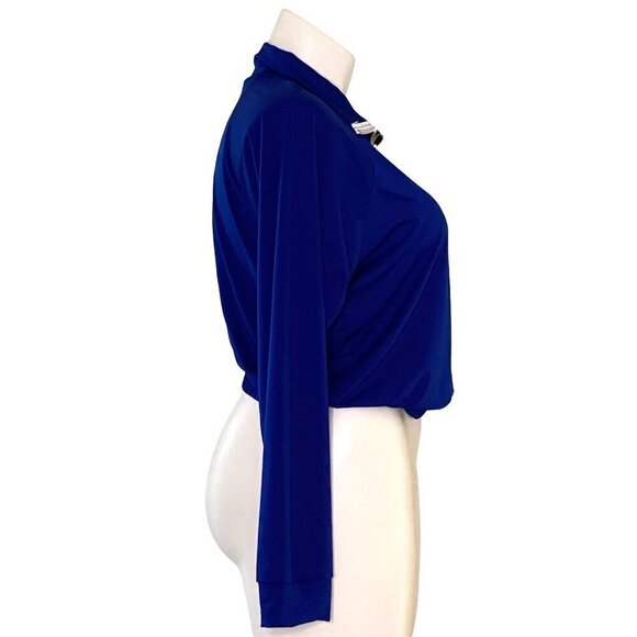 Fashion Nova NWT Royal Blue Mock Neck Top, Do You Even Gym Women's Size 2X - Picture 5 of 11